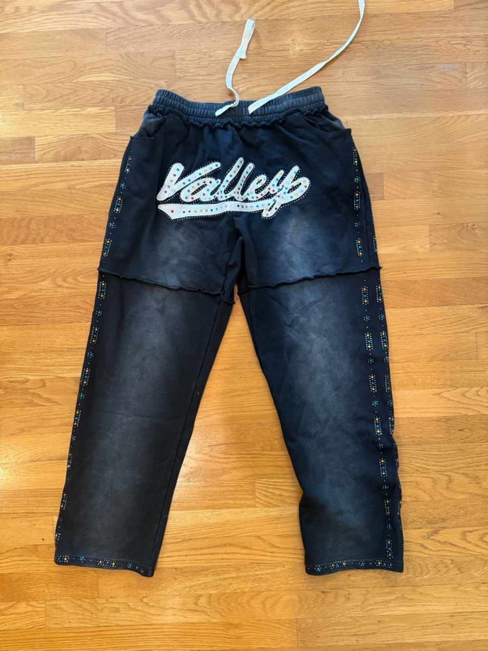 Mens Black 'Valley' Embellished Sweat Joggers
